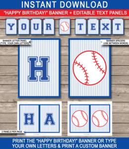 Baseball Party Banner Template regarding Free Printable Baseball Birthday Banner