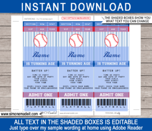 Baseball Ticket Invitation Template | Printable Birthday Party Invites regarding Free Printable Baseball Ticket Birthday Invitations