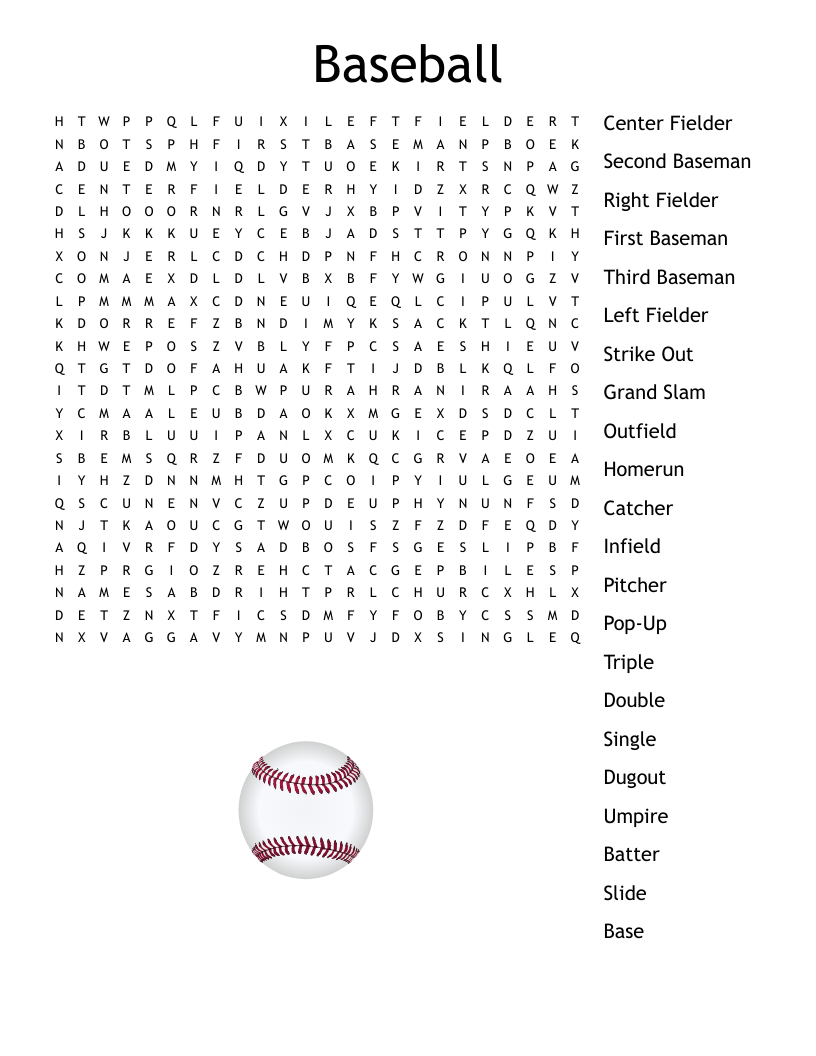 Baseball Word Search - Wordmint within FREE Printable Baseball Word Search