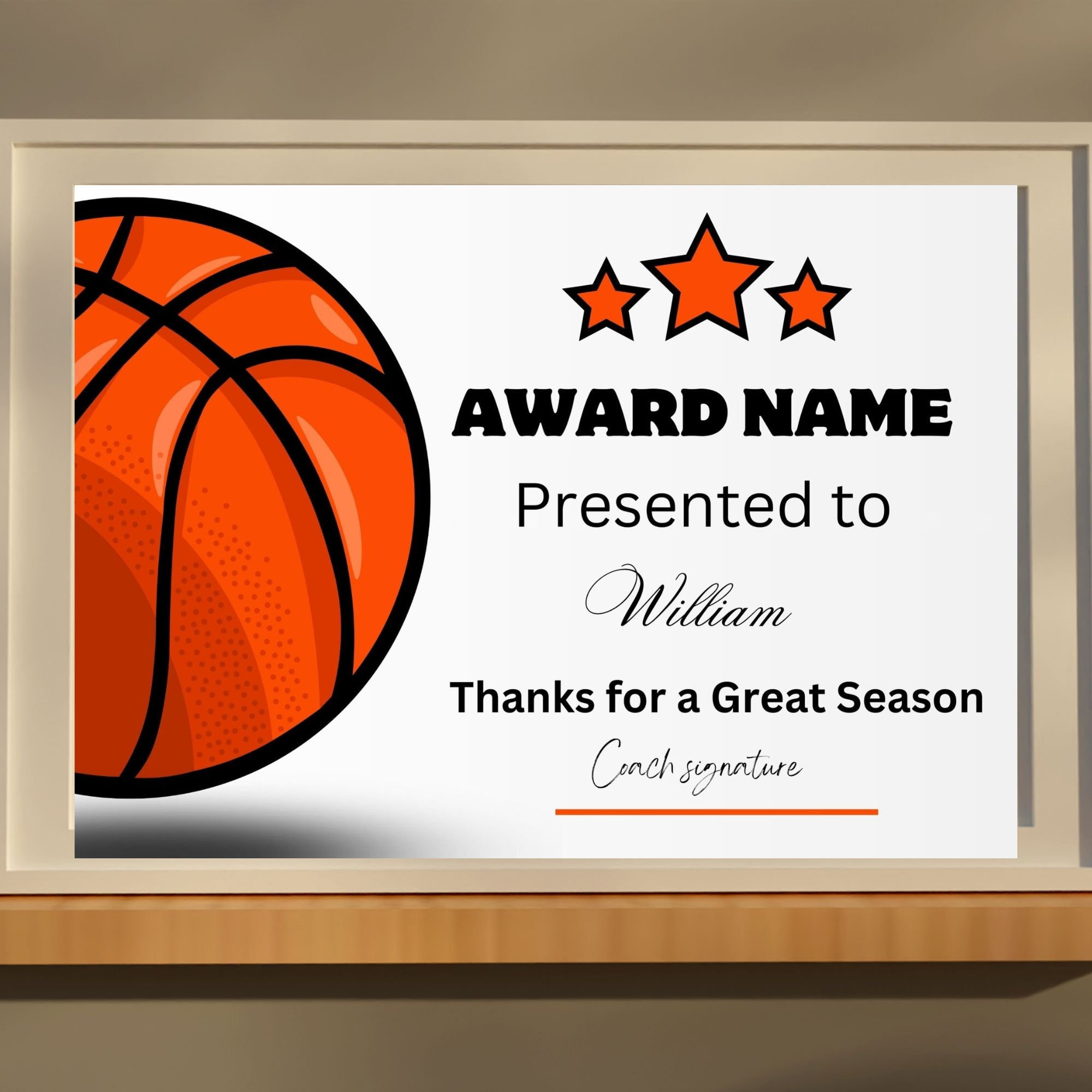 Basketball Award Certificate Editable Canva Template Printable regarding Free Printable Basketball Awards Certificates