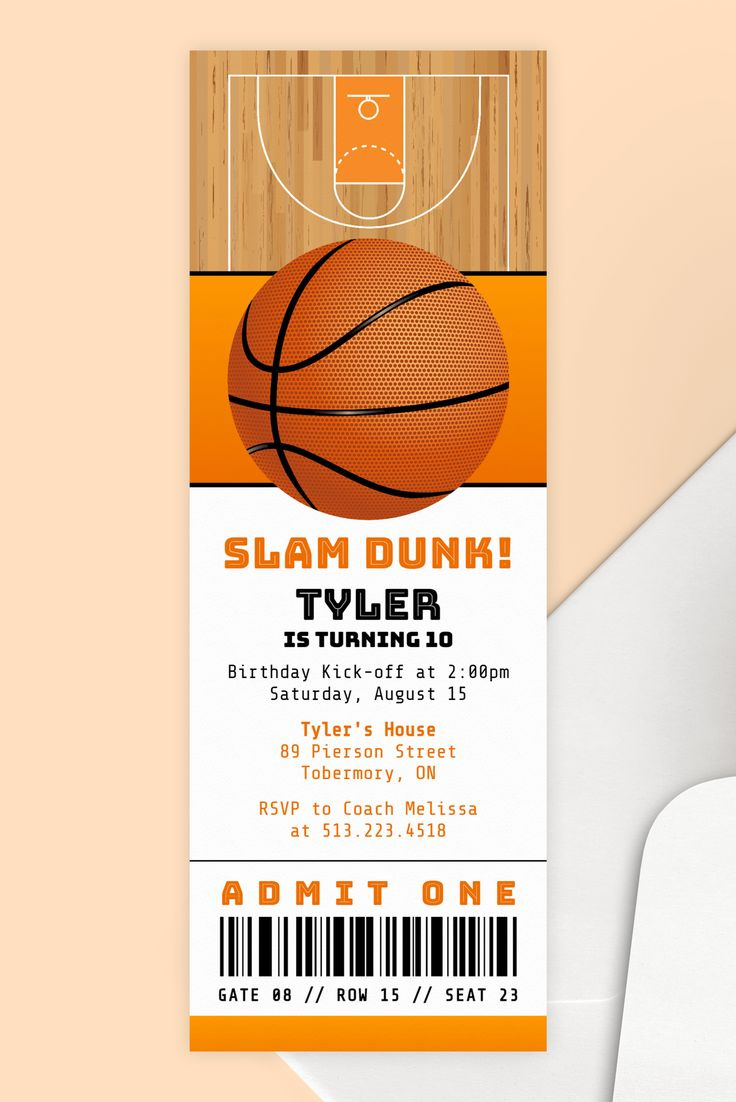 Basketball Birthday Party Invitation Template inside Free Printable Basketball Birthday Invitations