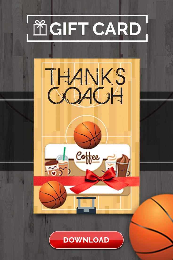 Basketball Coach Gift Thank You Card - Free Printable Download intended for Free Printable Basketball Thank You Cards