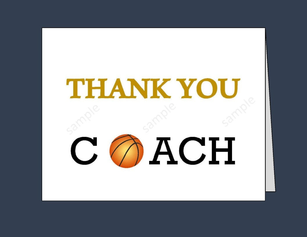 Basketball Coach Thank You Card (Printable Digital Download) - Etsy for Free Printable Basketball Coach Thank You Cards