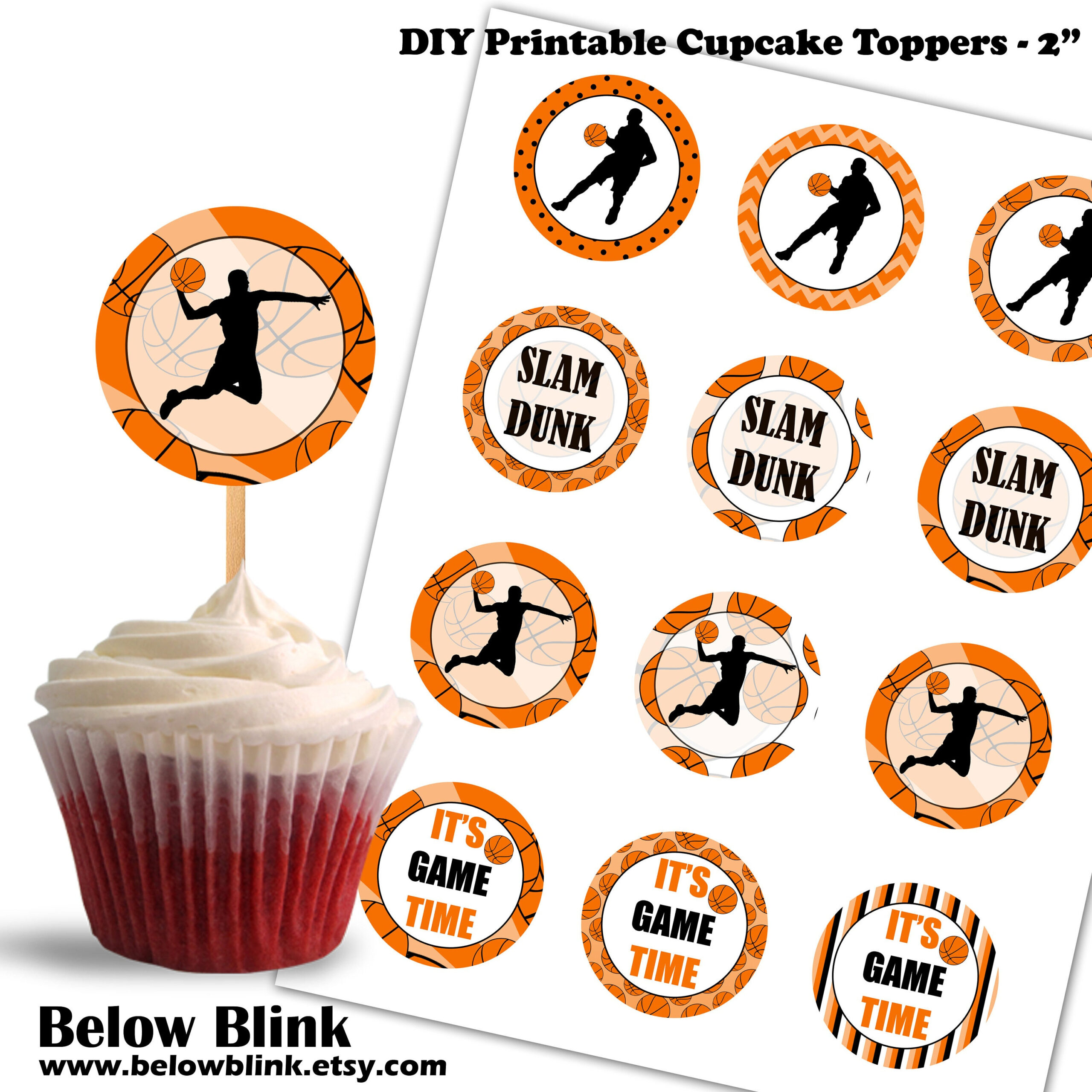 Basketball Cupcake Toppers, Birthday Printable Cupcake Toppers for FREE Printable Basketball Cupcake Toppers Printable