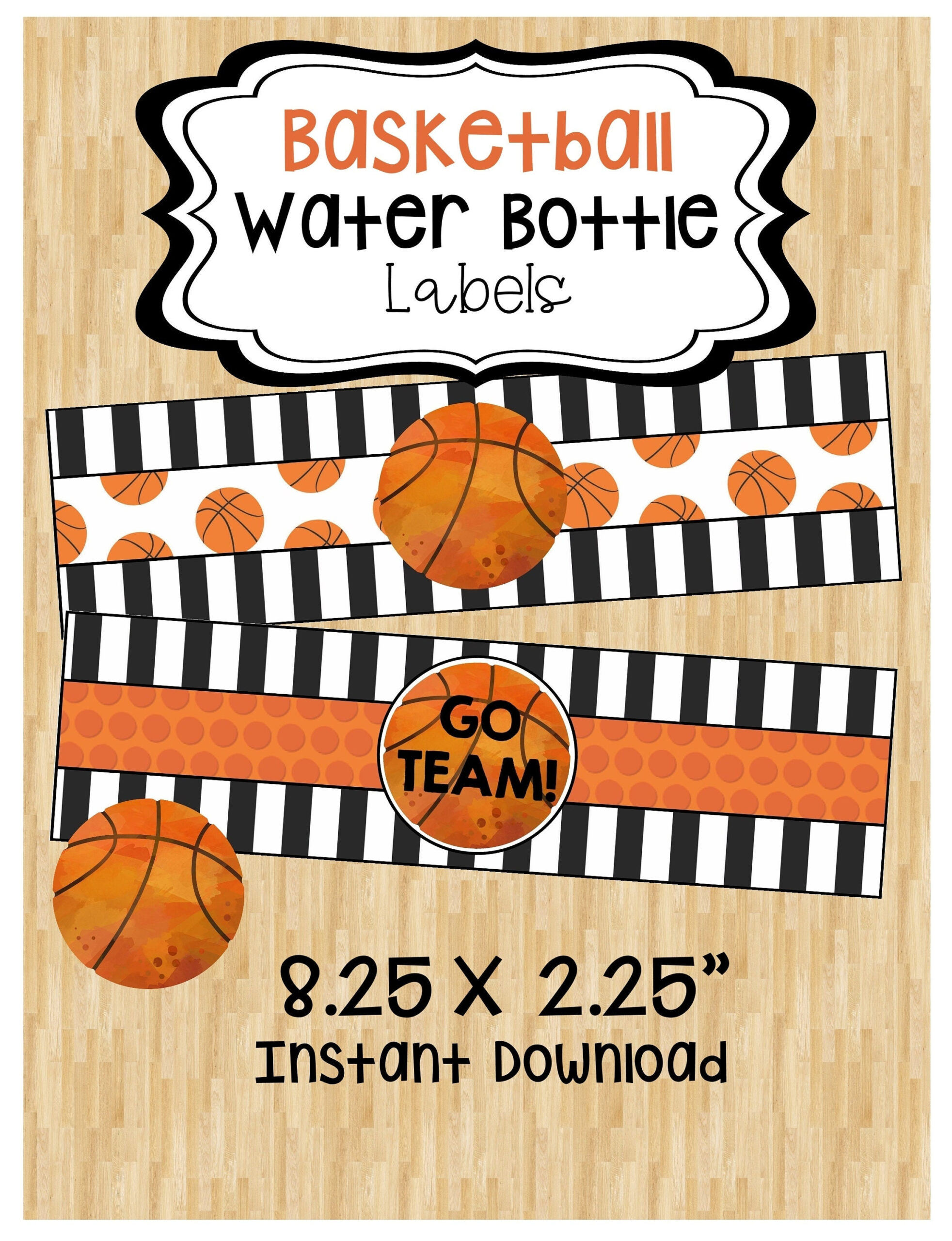 Basketball Drink Labels, Printable Water Bottle Labels, Basketball throughout Free Printable Basketball Water Bottle Labels