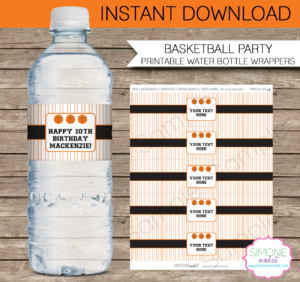 Basketball Party Water Bottle Labels Template | Birthday Party in FREE Printable Basketball Water Bottle Labels