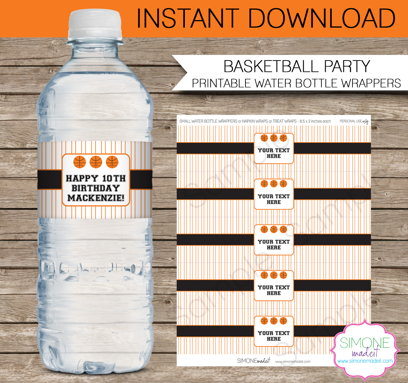 Basketball Party Water Bottle Labels Template | Birthday Party in FREE Printable Basketball Water Bottle Labels