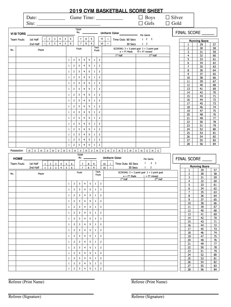 Basketball Score Sheet Printable: Fill Out &amp;amp; Sign Online | Dochub intended for FREE Printable Basketball Score Sheet Template