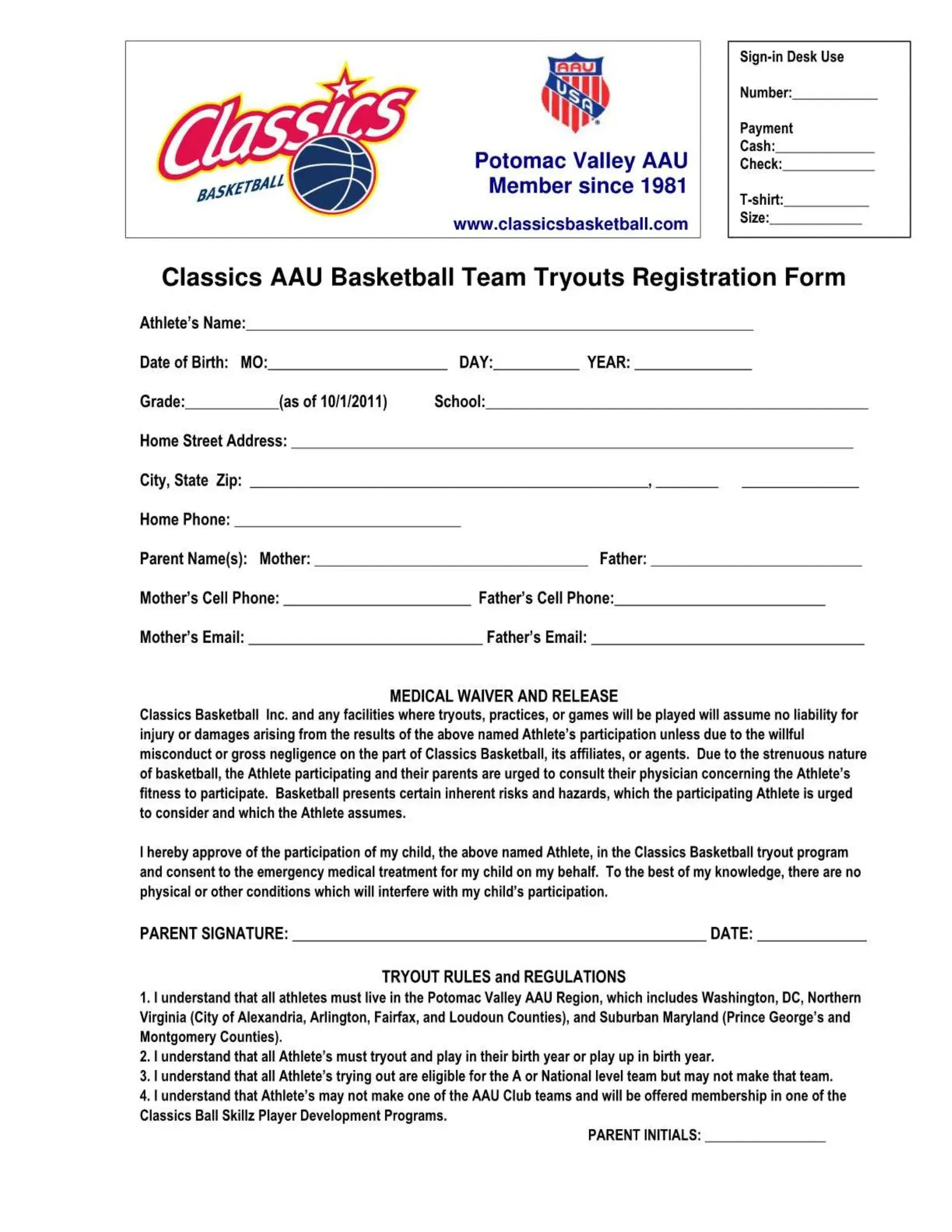 Basketball Tryout Registration Pdf Form - Formspal throughout FREE Printable Basketball Registration Form