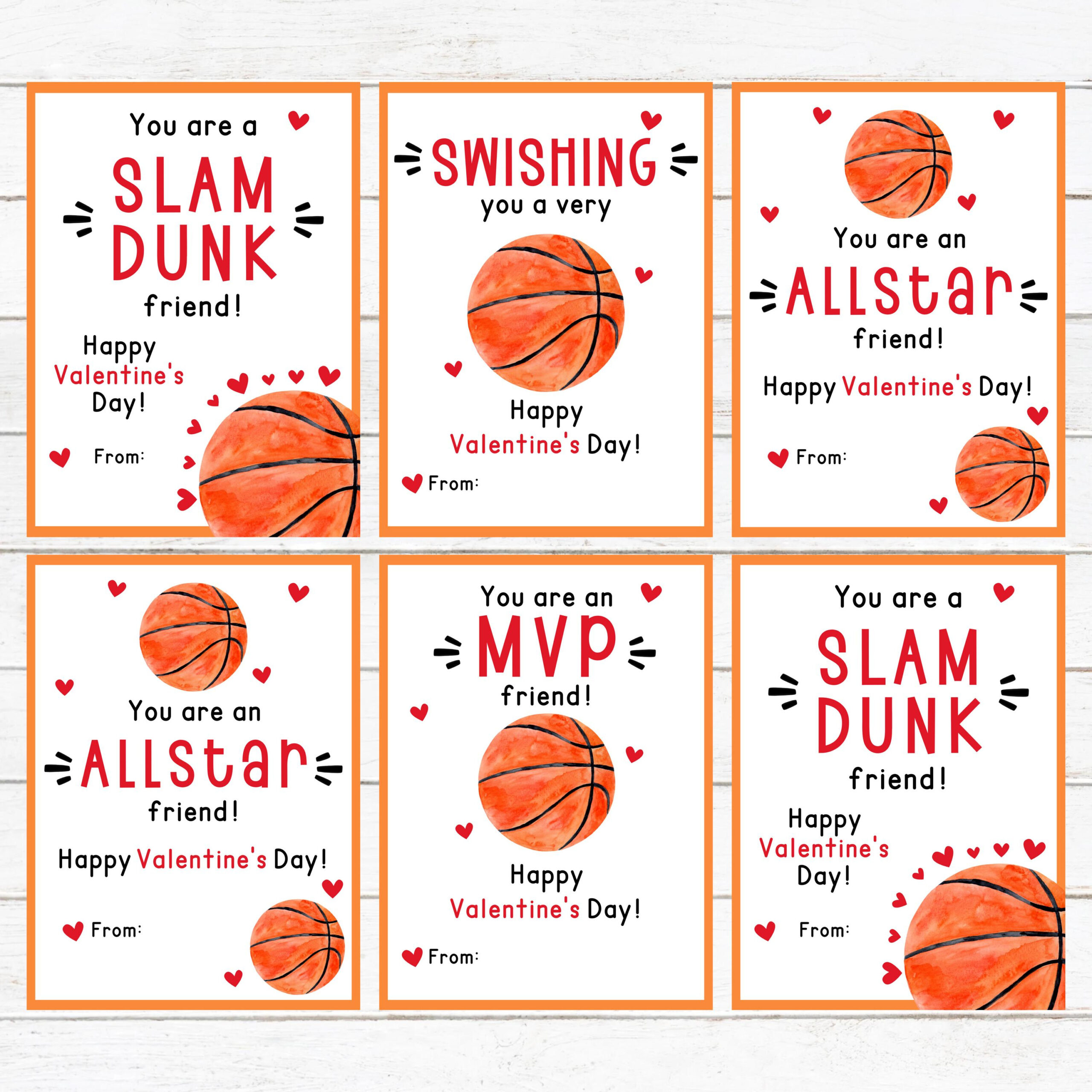 Basketball Valentine - Printable - Kids Valentine Cards - Instant pertaining to FREE Printable Basketball Valentine Cards