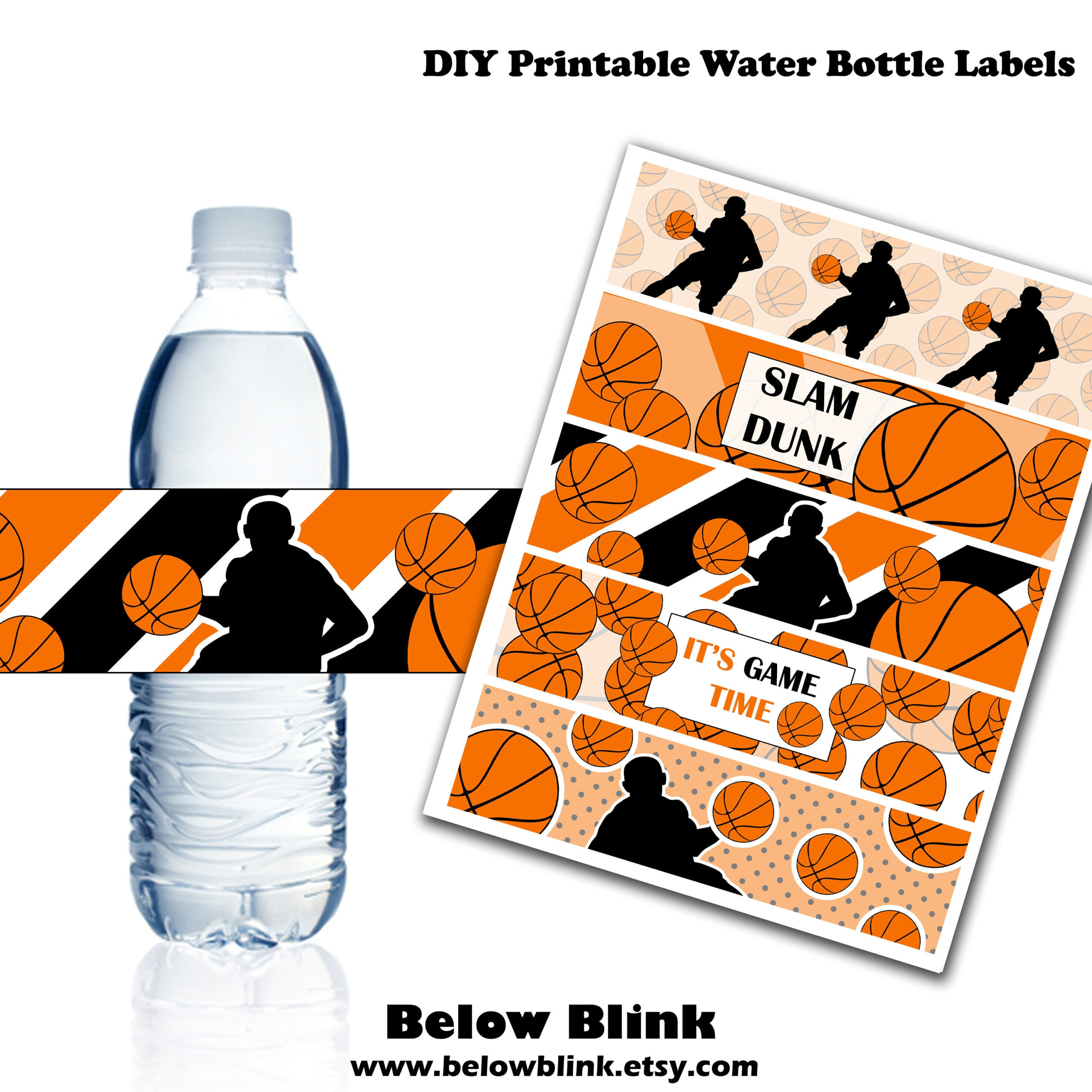 Basketball Water Bottle Labels, Printable Water Bottle Labels for FREE Printable Basketball Water Bottle Labels