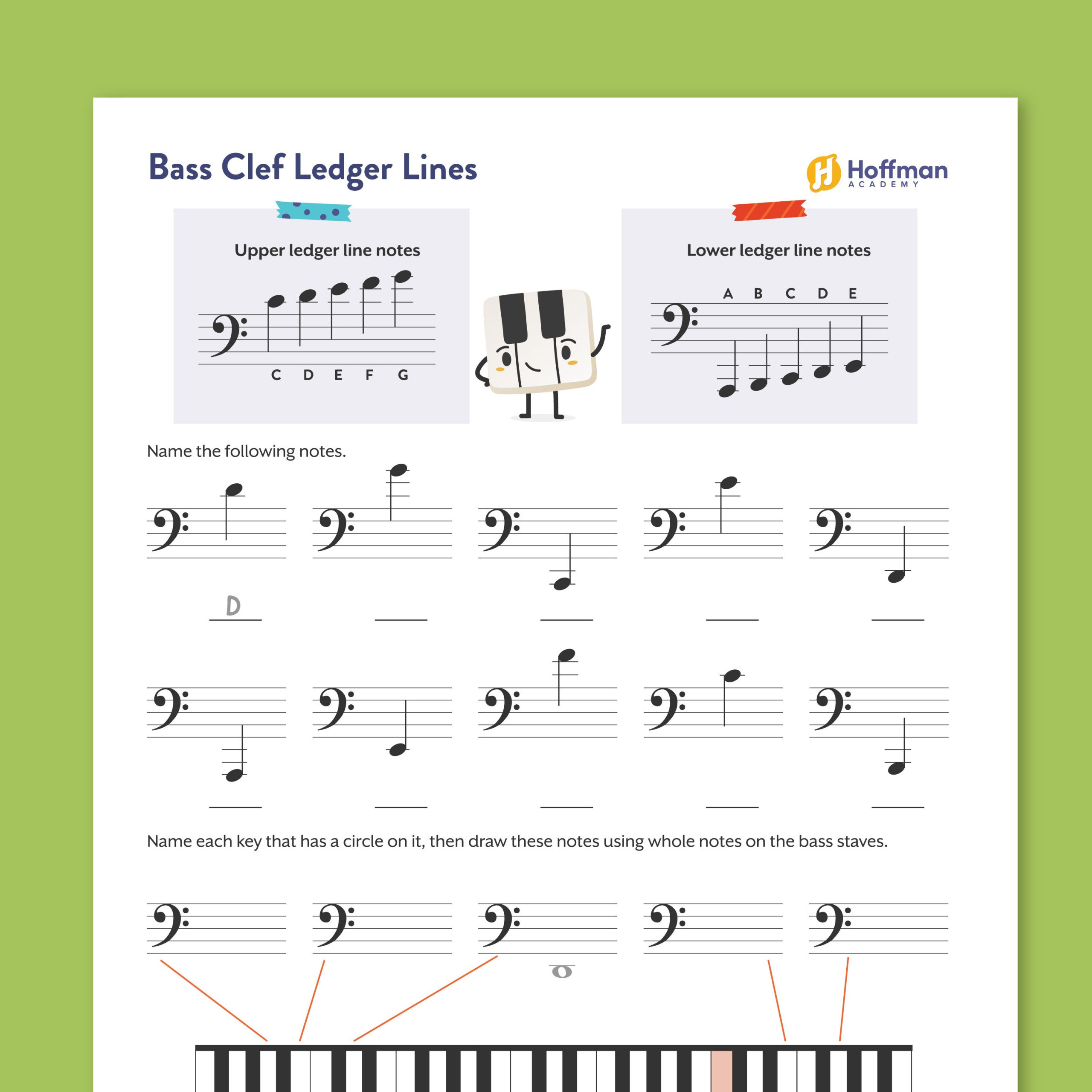 Bass Clef Ledger Lines &amp;amp; Notes Activity Sheet | Printable inside FREE Printable Bass Clef Worksheets