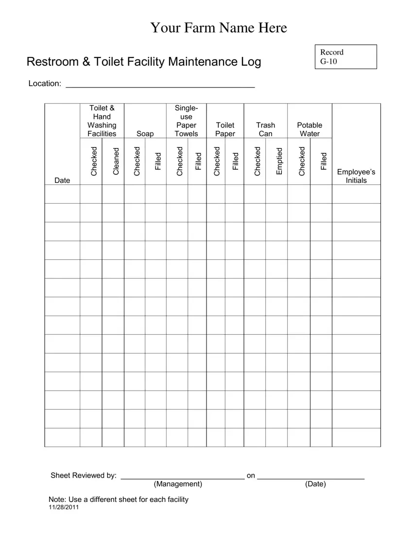 Bathroom Cleaning Log Sheet ≡ Fill Out Printable Pdf Forms Online pertaining to Free Printable Bathroom Cleaning Log Sheet