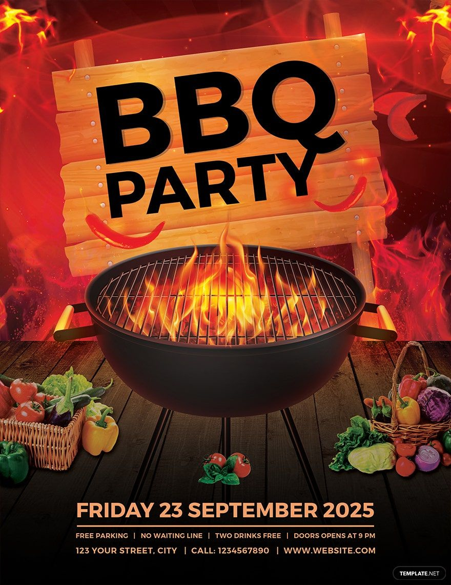 Bbq Party Flyer Template In Word, Publisher, Google Docs throughout Free Printable Bbq Flyer Templates