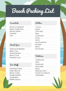 Beach Packing List Free Google Docs Template - Gdoc.io pertaining to FREE Printable Beach Vacation Checklist