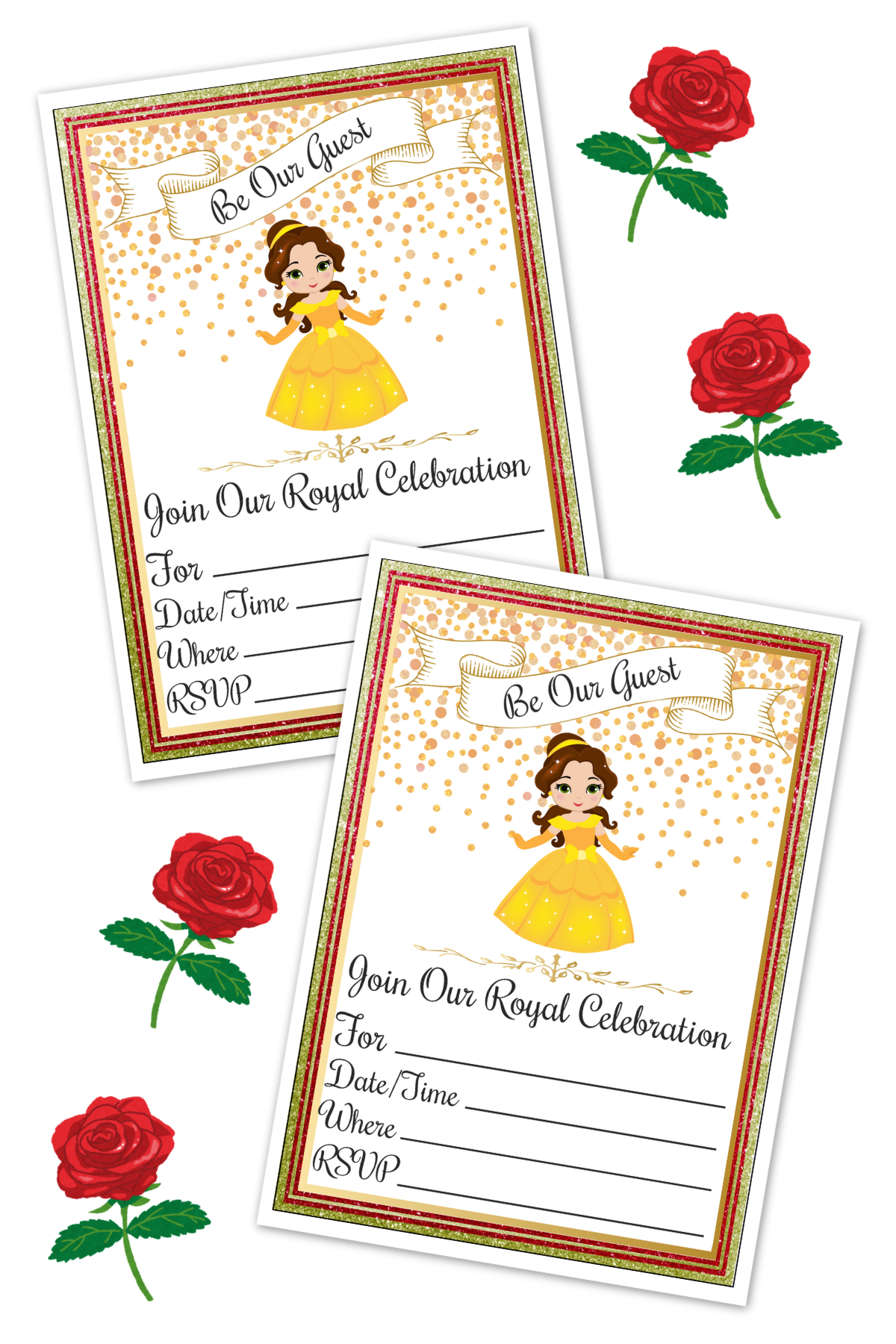 Beauty And The Beast Invitations (Free Printables) | Fun Money Mom intended for Free Printable Beauty And The Beast Invitations