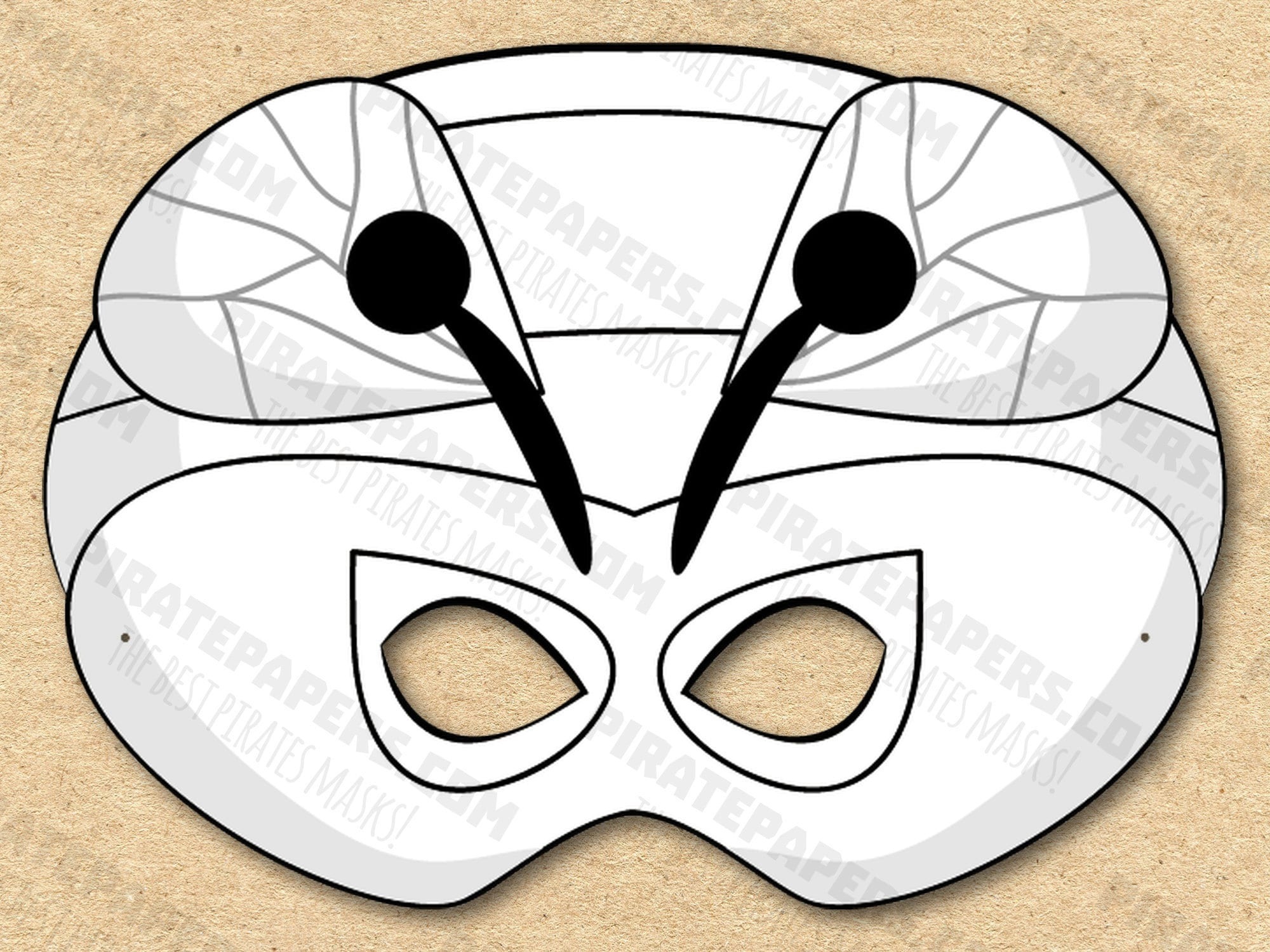 Bee Mask Printable Coloring, Paper Diy For Kids And Adults. Pdf inside Free Printable Bee Mask Template