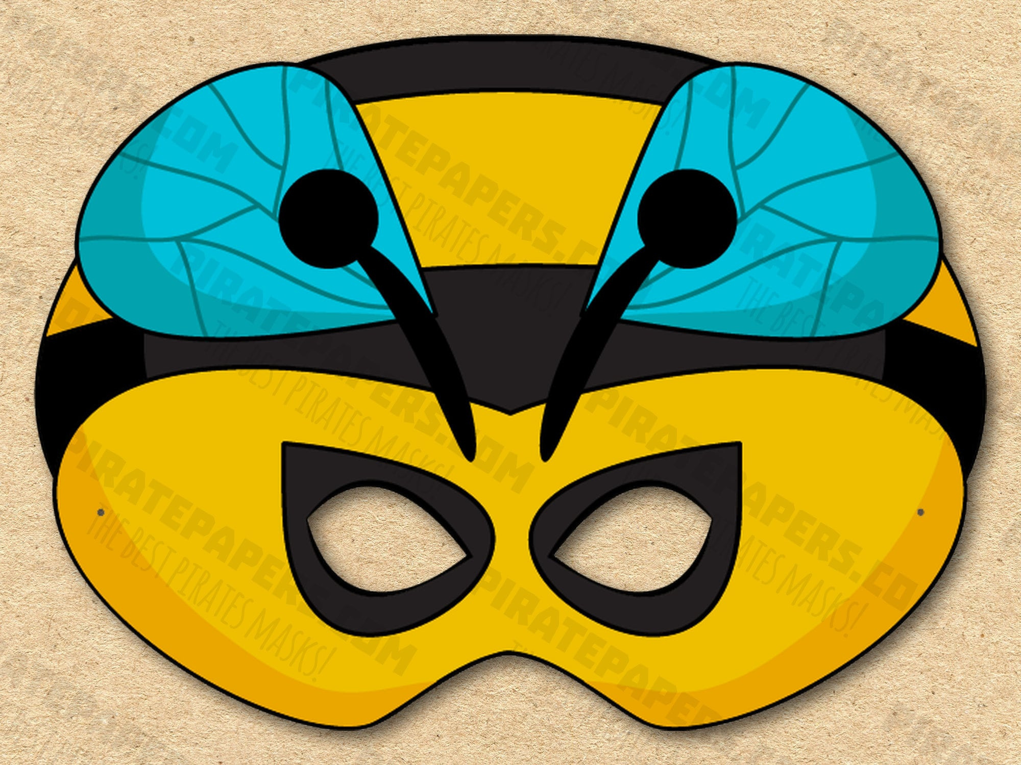 Bee Mask Printable, Paper Diy For Kids And Adults. Pdf Template in FREE Printable Bee Mask Template