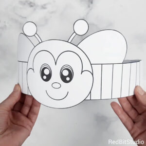 Bee Paper Coloring Crown, Bug Paper Hat For Kids, Instant Download Paper  Crown Animals, Digital Party Headband, Printable Party Mask intended for Free Printable Bee Headband Template