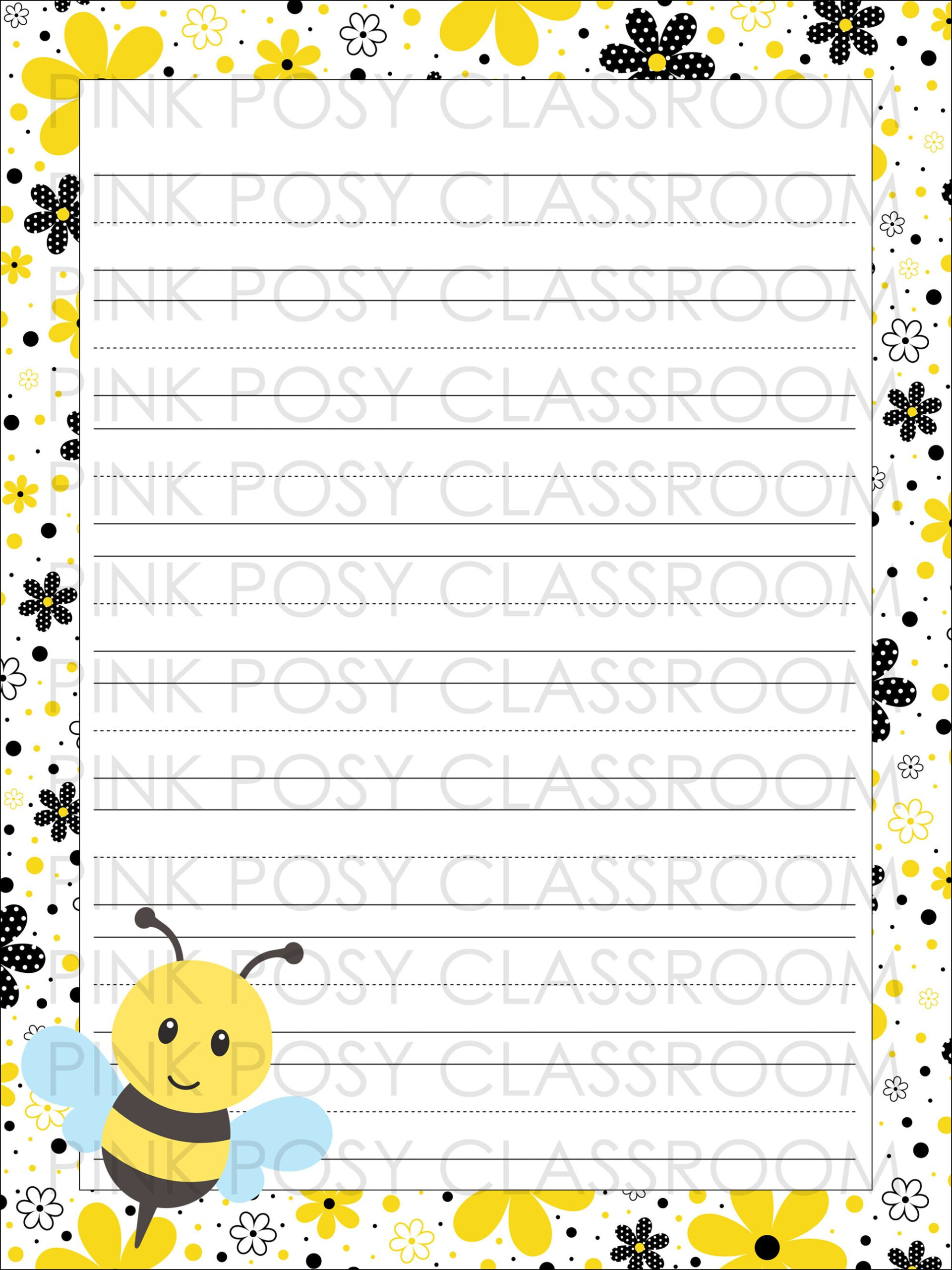 Bee Writing Paper, Bee Printable Paper, Bee Stationery, Bee Lined in FREE Printable Bee Writing Paper