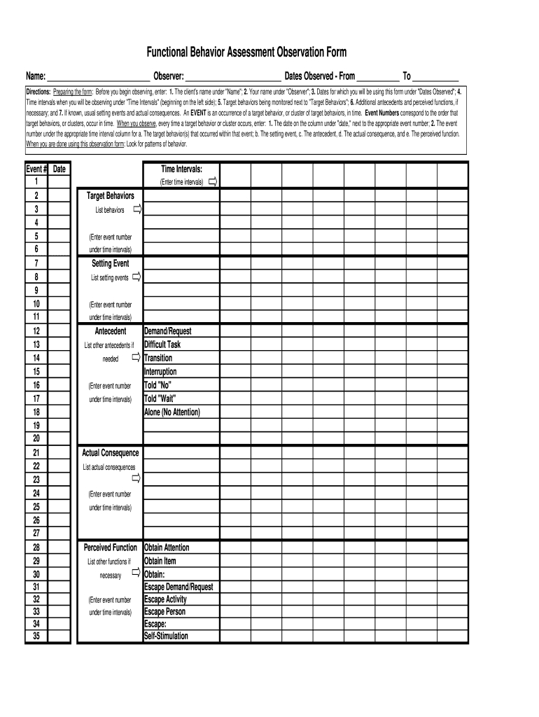 Behavior Observation Form: Fill Out &amp;amp; Sign Online | Dochub inside FREE Printable Behavior Observation Forms