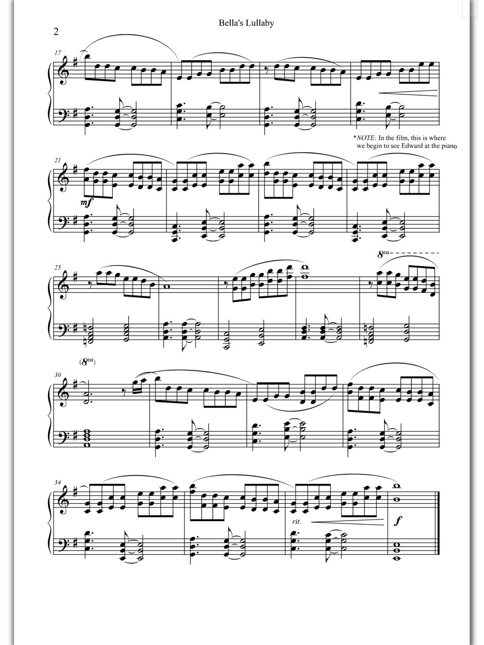 Bella&amp;#039;S Lullaby - Carter Burwell (Piano Sheet) -&amp;gt; From Twilight in Free Printable Bella&amp;#039;S Lullaby Sheet Music