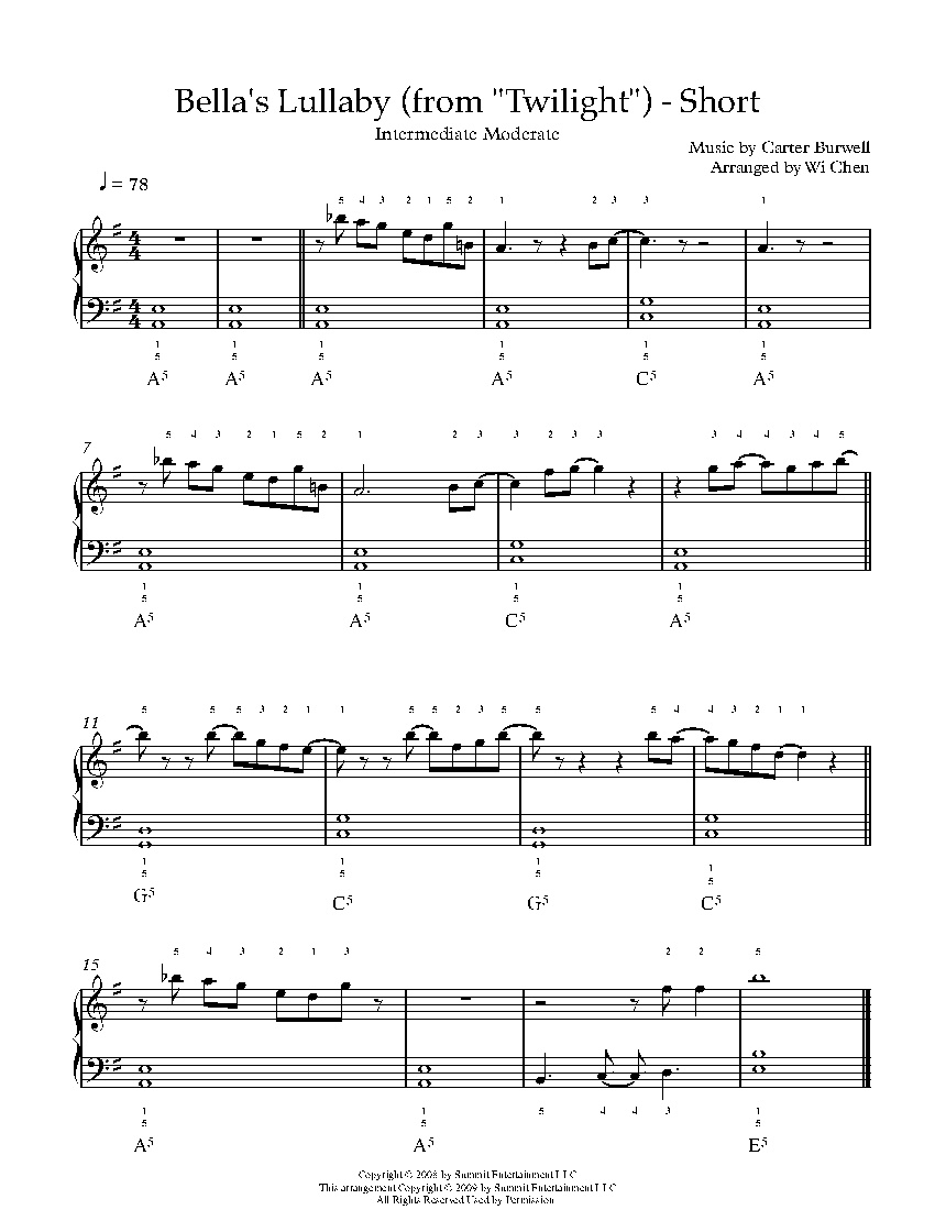 Bella&amp;#039;S Lullaby (From &amp;quot;Twilight&amp;quot;)Carter Burwell Sheet Music intended for FREE Printable Bella&amp;amp;#039;s Lullaby Sheet Music