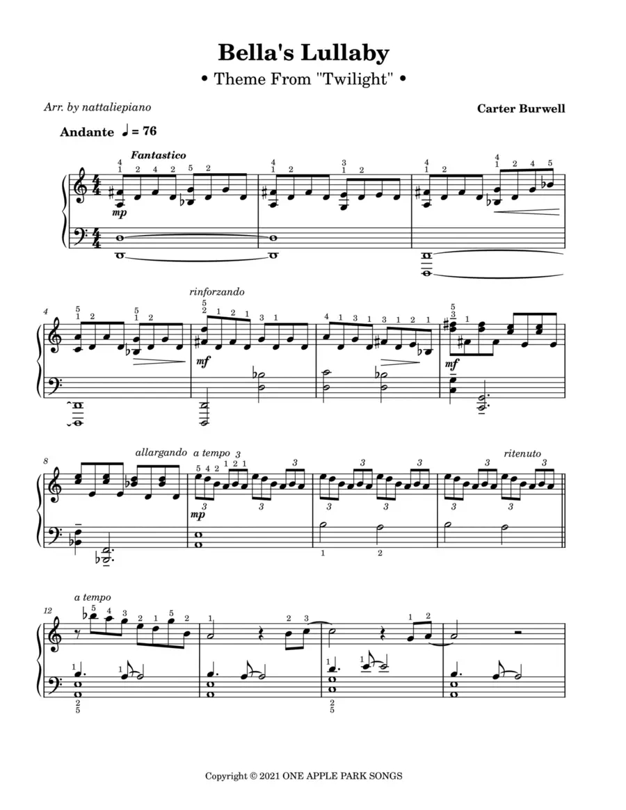 Bella&amp;#039;S Lullaby - The Piano Sheet Music From &amp;quot;Twilight&amp;quot; - Peterson throughout Free Printable Bella&amp;#039;S Lullaby Sheet Music