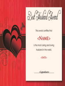 Best Husband Award Form - Fill Online, Printable, Fillable, Blank pertaining to Free Printable Best Husband Certificate