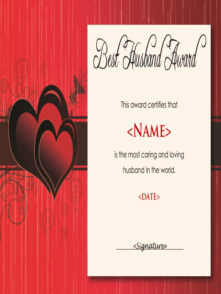Best Husband Award Form - Fill Online, Printable, Fillable, Blank pertaining to Free Printable Best Husband Certificate