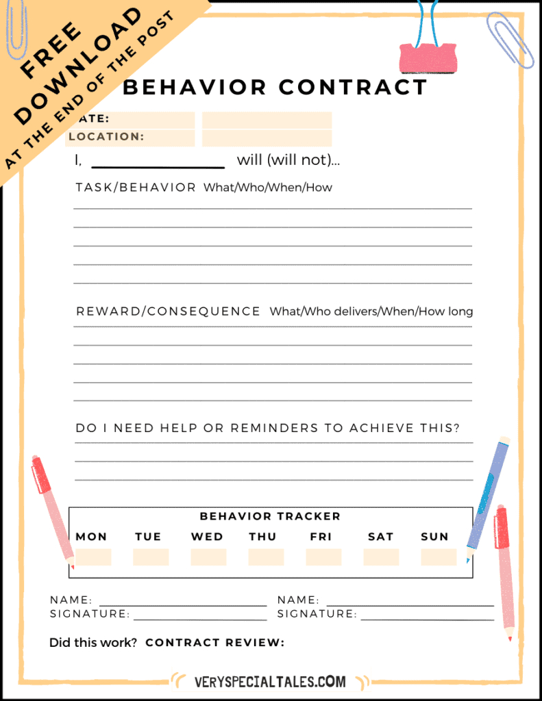 Best Teen Behavior Contract (Templates &amp;amp; Examples) - Very Special for Free Printable Behavior Contract Template