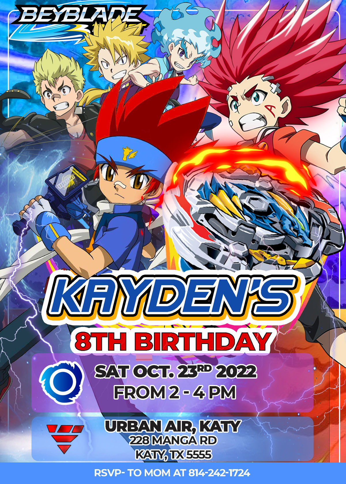 Beyblade Birthday Invitation 2 - Oscarsitosroom, Great Price 6.00$ for FREE Printable Beyblade Birthday Cards