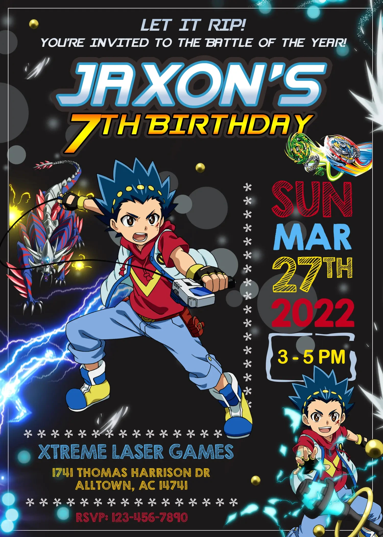 Beyblade Birthday Invitation - Oscarsitosroom, Great Price 6.00$ in FREE Printable Beyblade Birthday Cards
