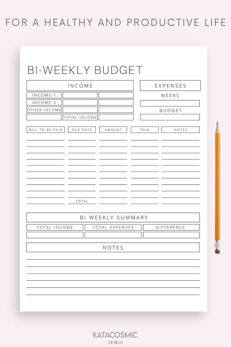 Bi-Weekly Budget Overview Template, Printable Paycheck Budget with regard to Free Printable Bi-Weekly Budget Template