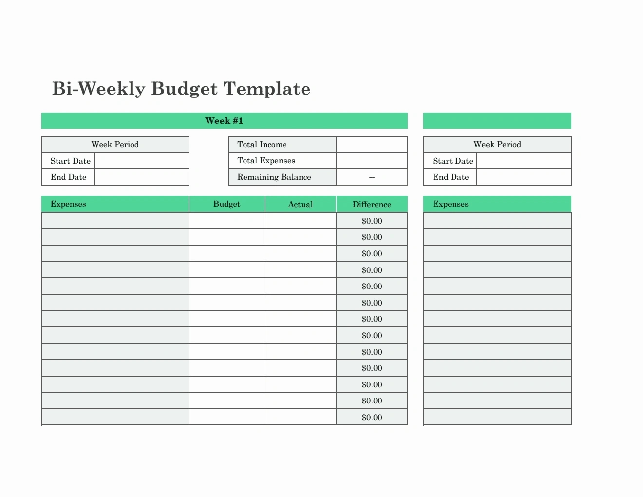 Bi-Weekly Budget Template Excel: Free Templates Included for FREE Printable Bi Weekly Budget Worksheet