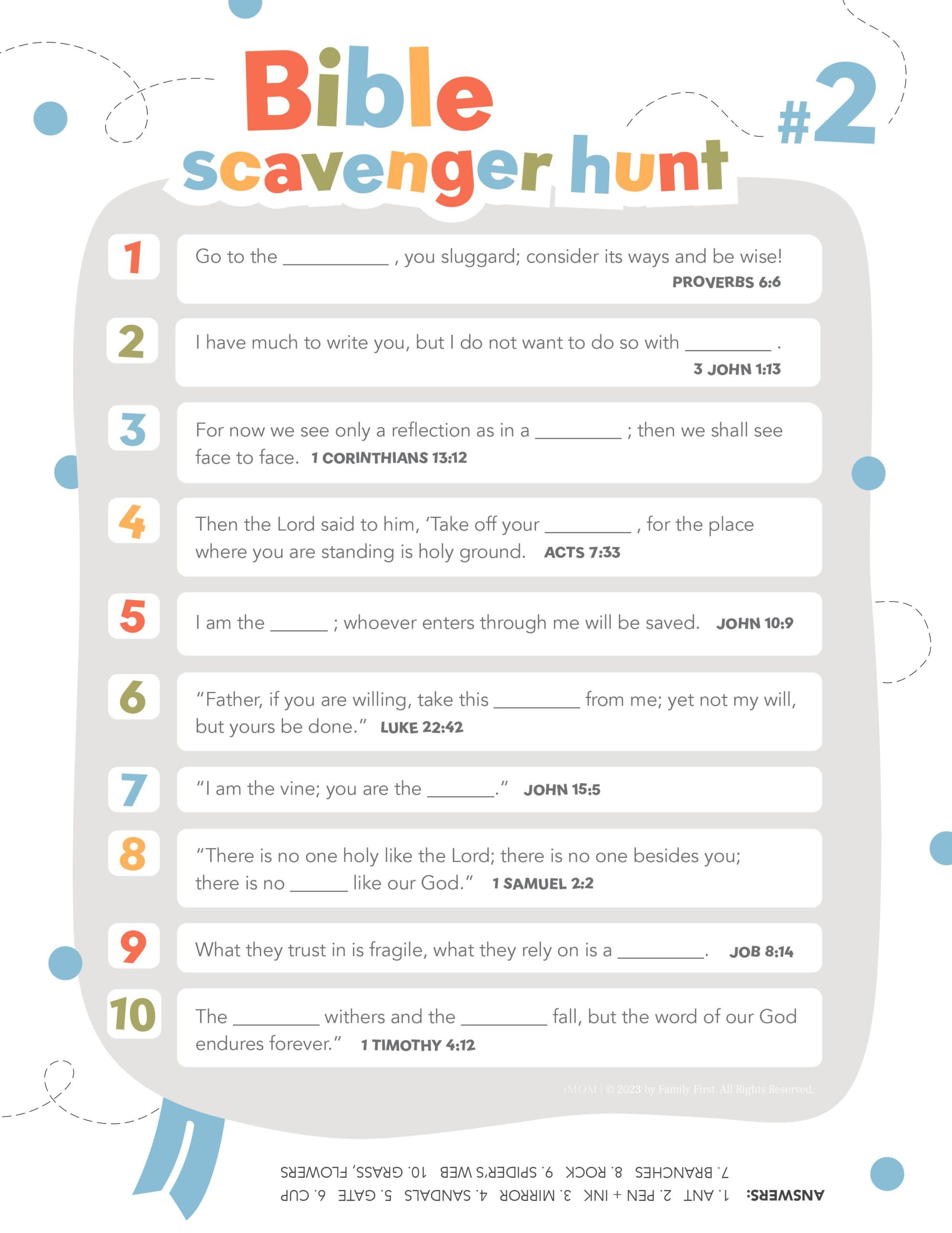 Bible Scavenger Hunt - Imom for FREE Printable Bible Scavenger Hunt