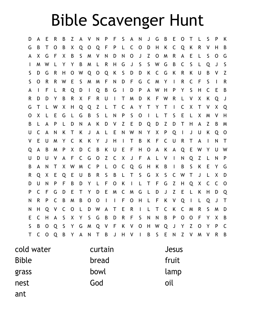 Bible Scavenger Hunt Word Search - Wordmint with regard to FREE Printable Bible Scavenger Hunt