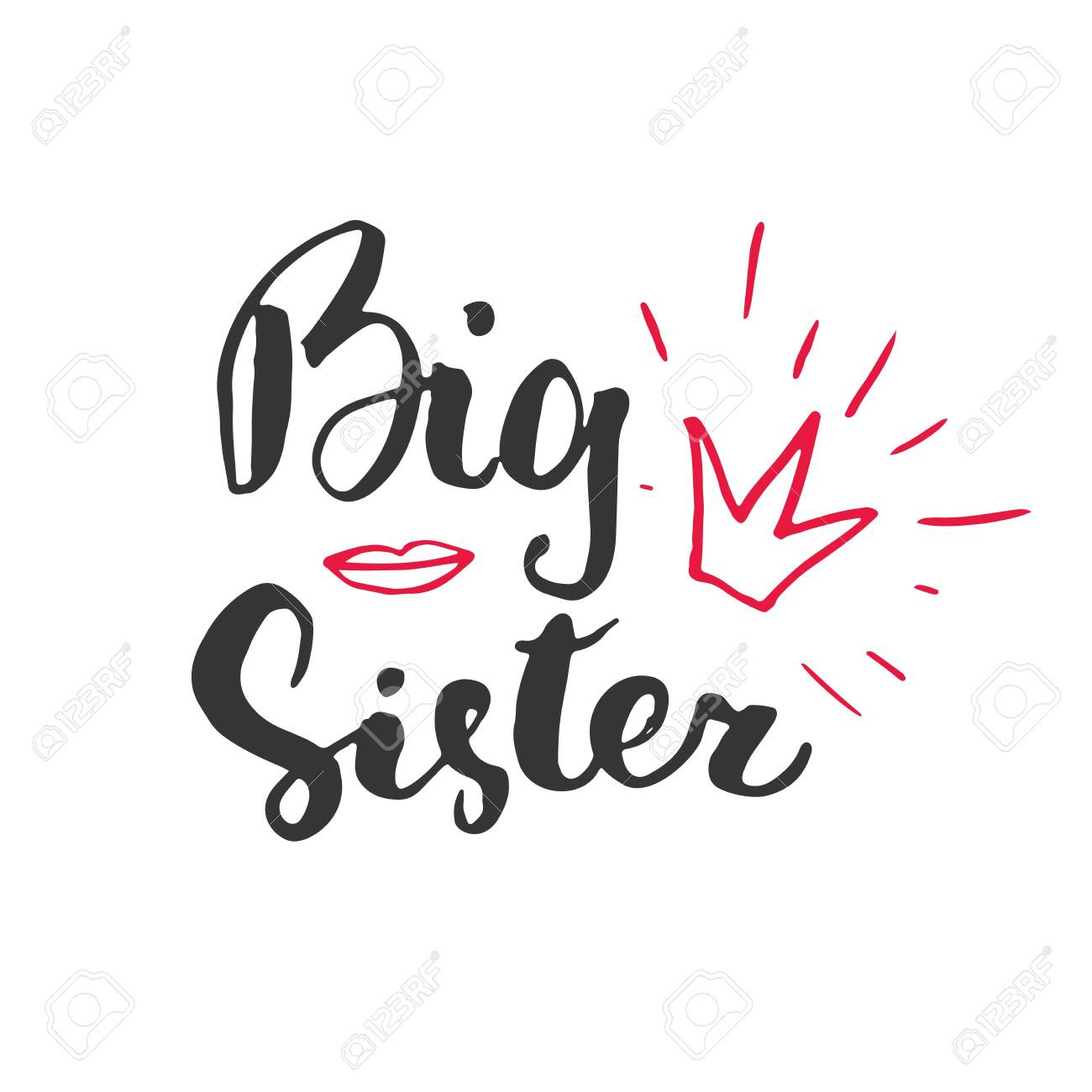 Big Sister Calligraphic Lettering Sign, Child Nursery Printable inside Free Printable Big Sister Sign
