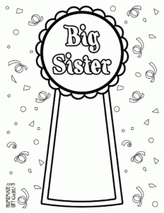 Big Sister Coloring Page regarding Free Printable Big Sister Cards