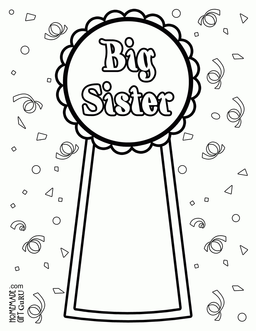 Big Sister Coloring Page regarding Free Printable Big Sister Cards