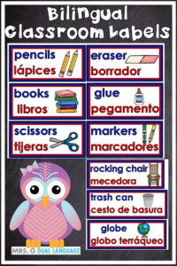 Bilingual Classroom Labels English And Spanish With Pictures Dual pertaining to Free Printable Bilingual Classroom Labels
