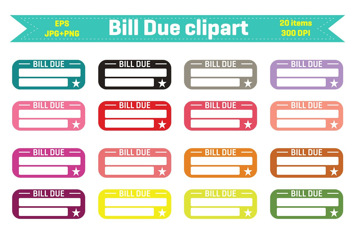 Bill Due Clipart | Bill Due Quarter Box Planner Stickers regarding Free Printable Bill Due Stickers