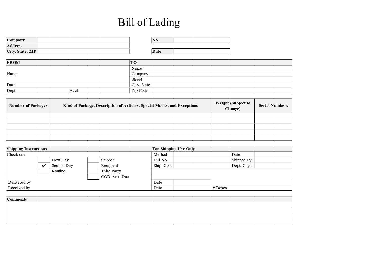 Bill Of Lading Template | Onlyoffice | Onlyoffice with regard to Free Printable Bill Of Lading Form