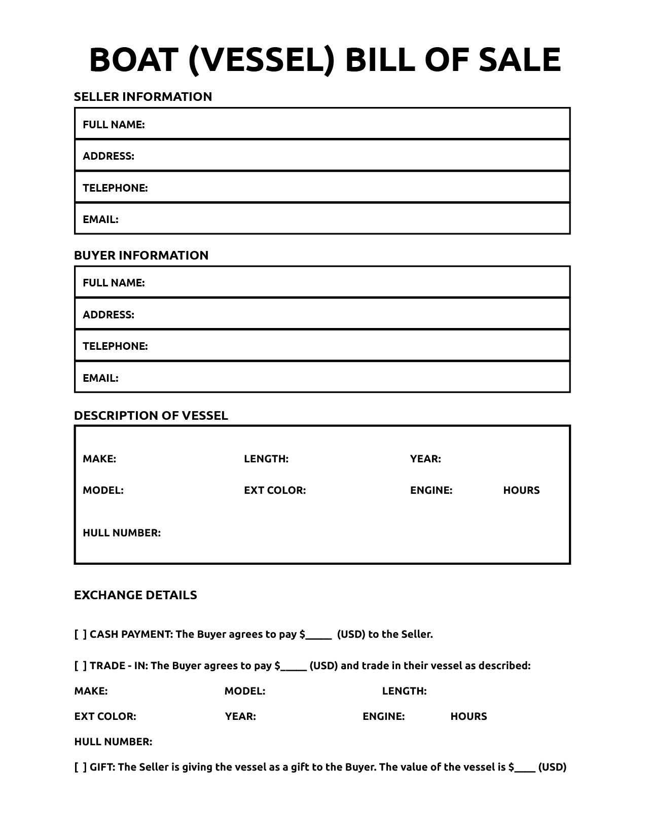 Bill Of Sale For Boat - World Of Printables regarding Free Printable Bill Of Sale For Watercraft