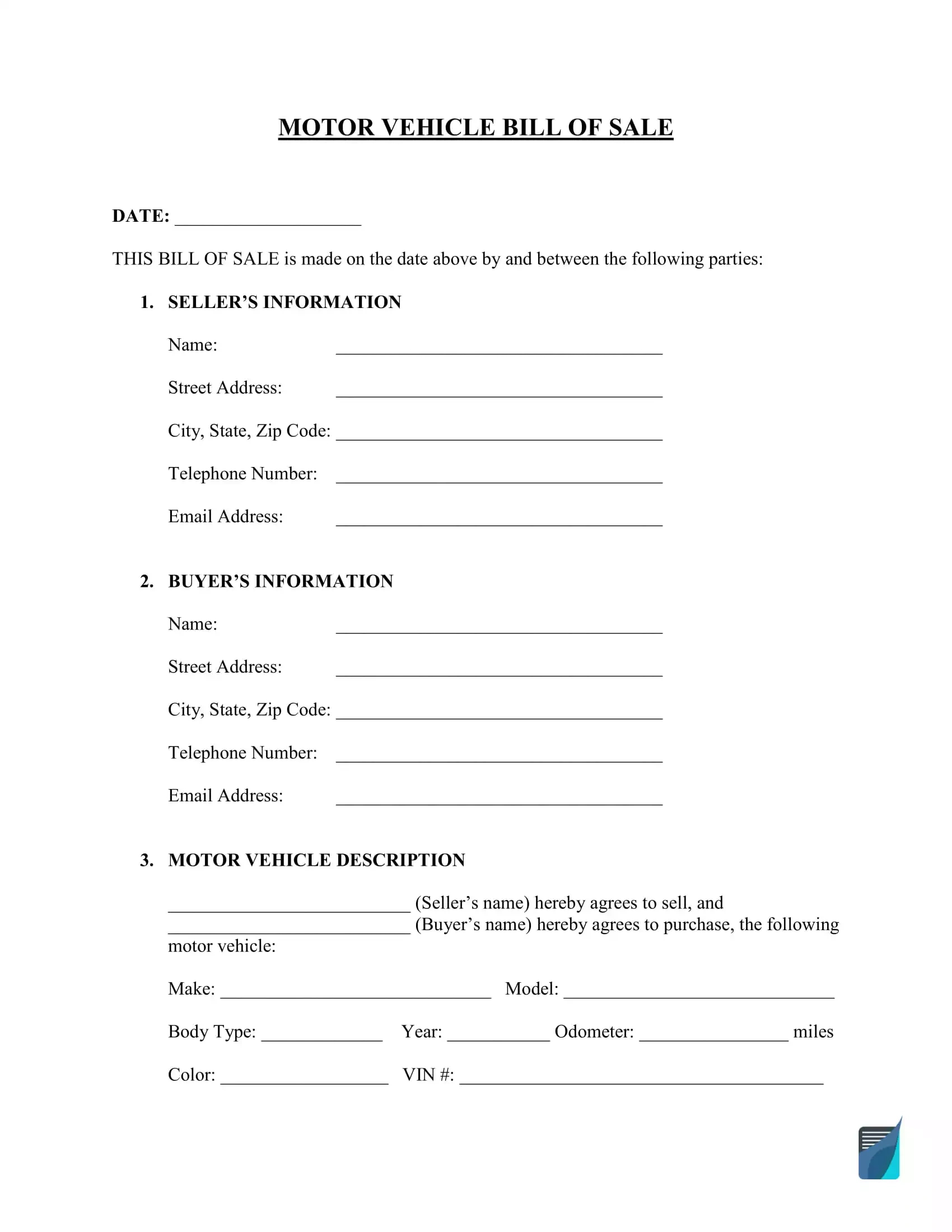 Bill Of Sale Template | Free Pdf And Word Forms pertaining to FREE Printable Bill of Sale For Truck