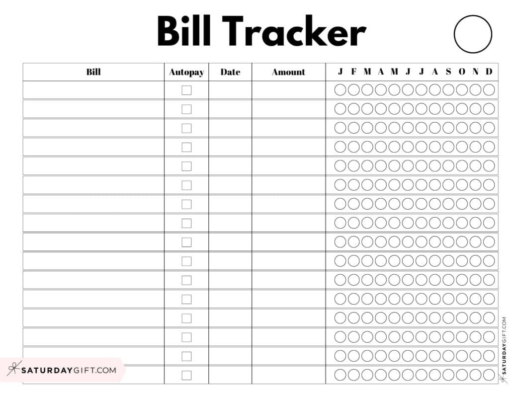 Bill Organizer Template - 39 Cute &amp;amp; Free Printable Bill Trackers for FREE Printable Bill Organizer Binder