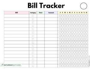 Bill Organizer Template - 39 Cute &amp; Free Printable Bill Trackers pertaining to FREE Printable Bill Calendar 2025