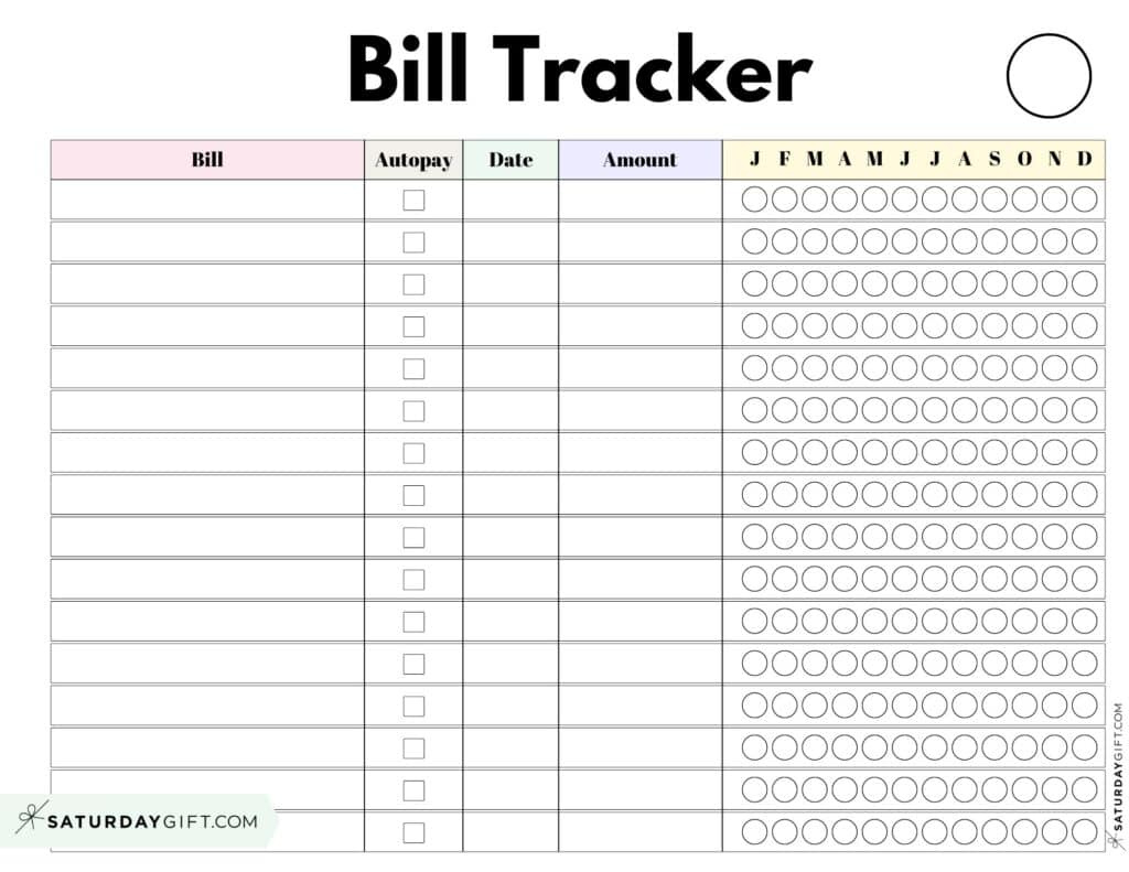 Bill Organizer Template - 39 Cute &amp;amp; Free Printable Bill Trackers pertaining to FREE Printable Bill Calendar 2025
