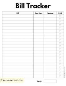 Bill Organizer Template - 39 Cute &amp; Free Printable Bill Trackers throughout FREE Printable Bill Tracking Sheets