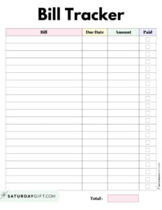 Bill Organizer Template - 39 Cute &amp; Free Printable Bill Trackers with Free Printable Bill Organizer Binder